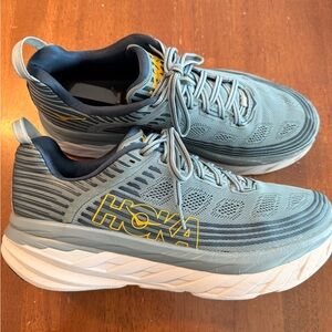 Hoka One One Bondi 6 Men's 10.5 Running Shoe in Lead, Majolica Blue 1019269 LMCB